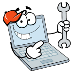 Laptop Guy Holding a Wrench